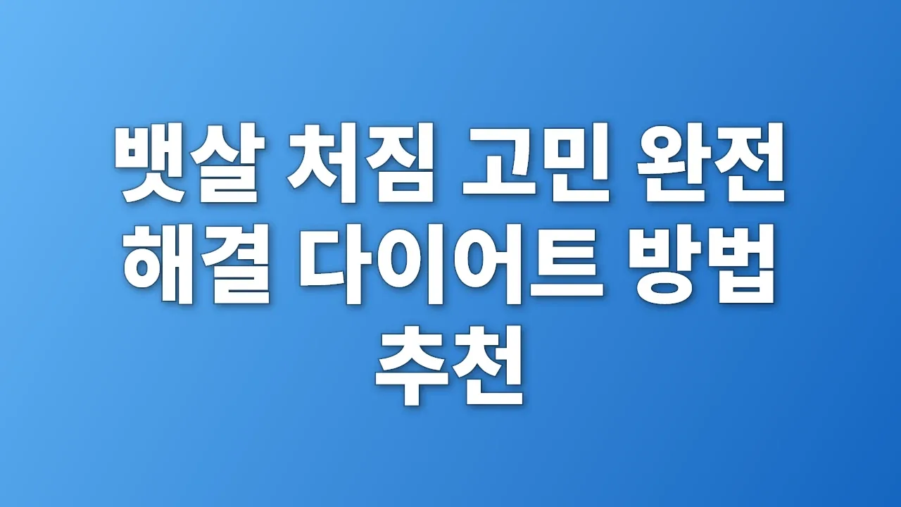 뱃살 처짐 고민 완전 해결 다이어트 방법 추천